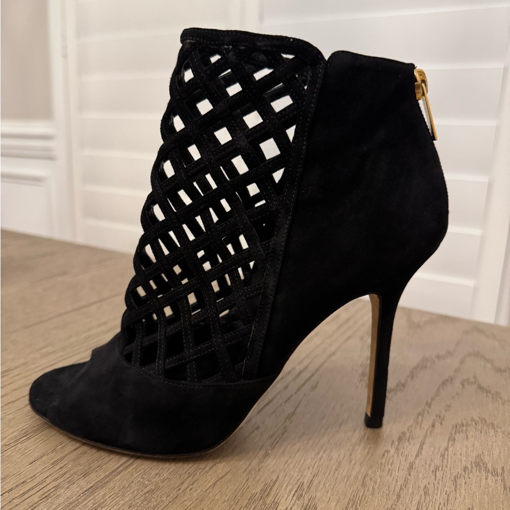 JIMMY CHOO Black Suede Drift Cutout Heels Size 37...Size 7 US - Picture 5 of 9
